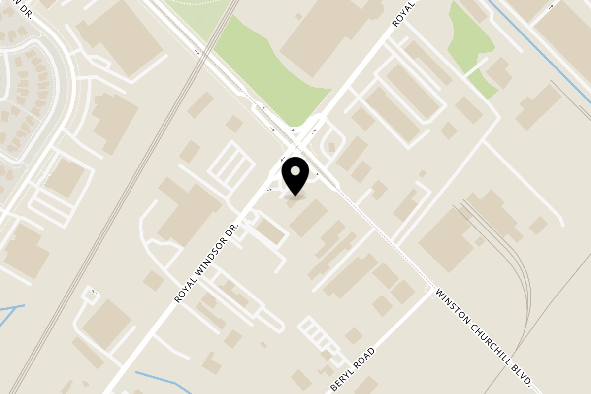Map showing the location of The Chicken Cartel on 2524 Royal Windsor Drive in Mississauga